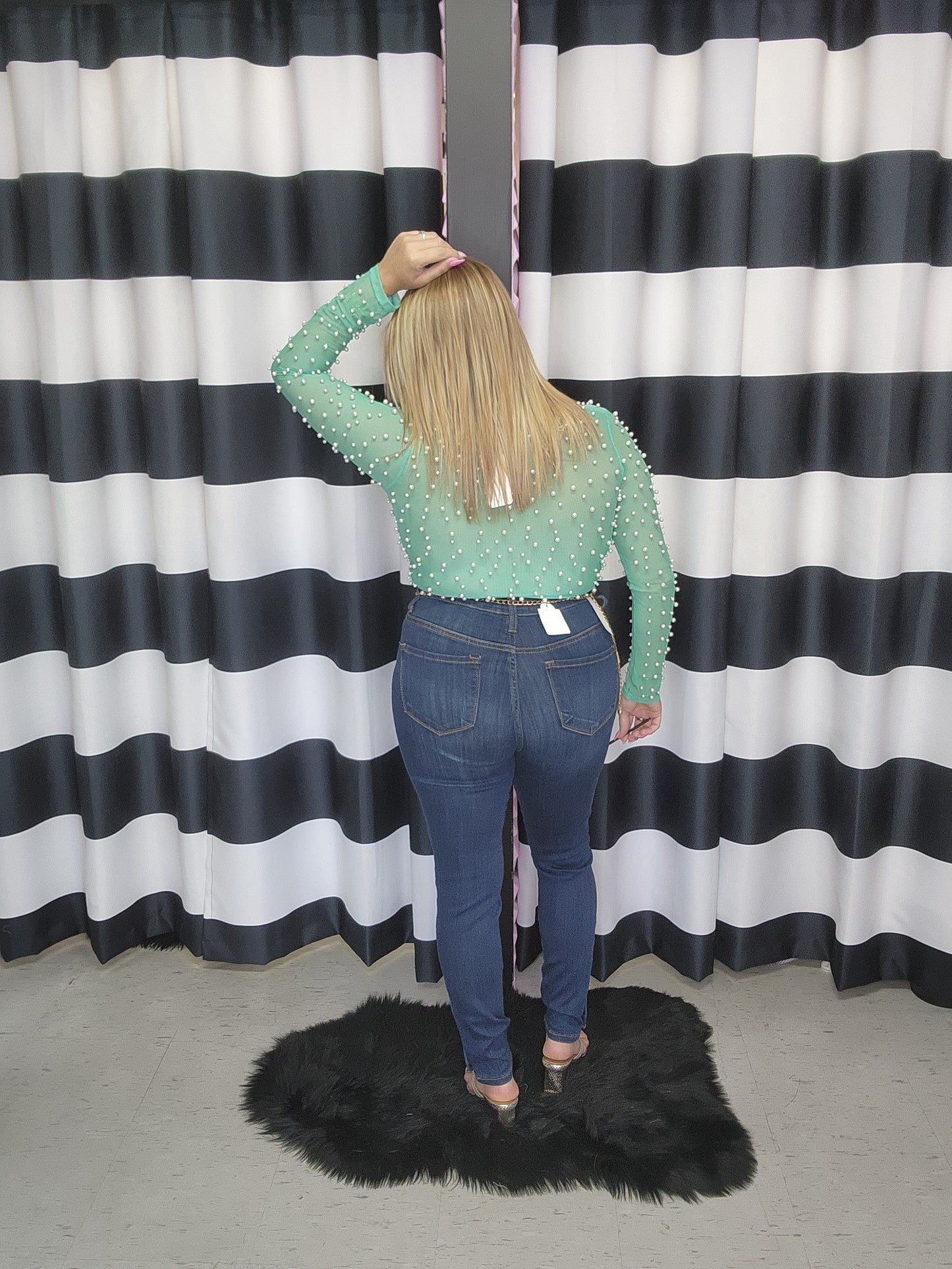 Pearls Green Bodysuit
