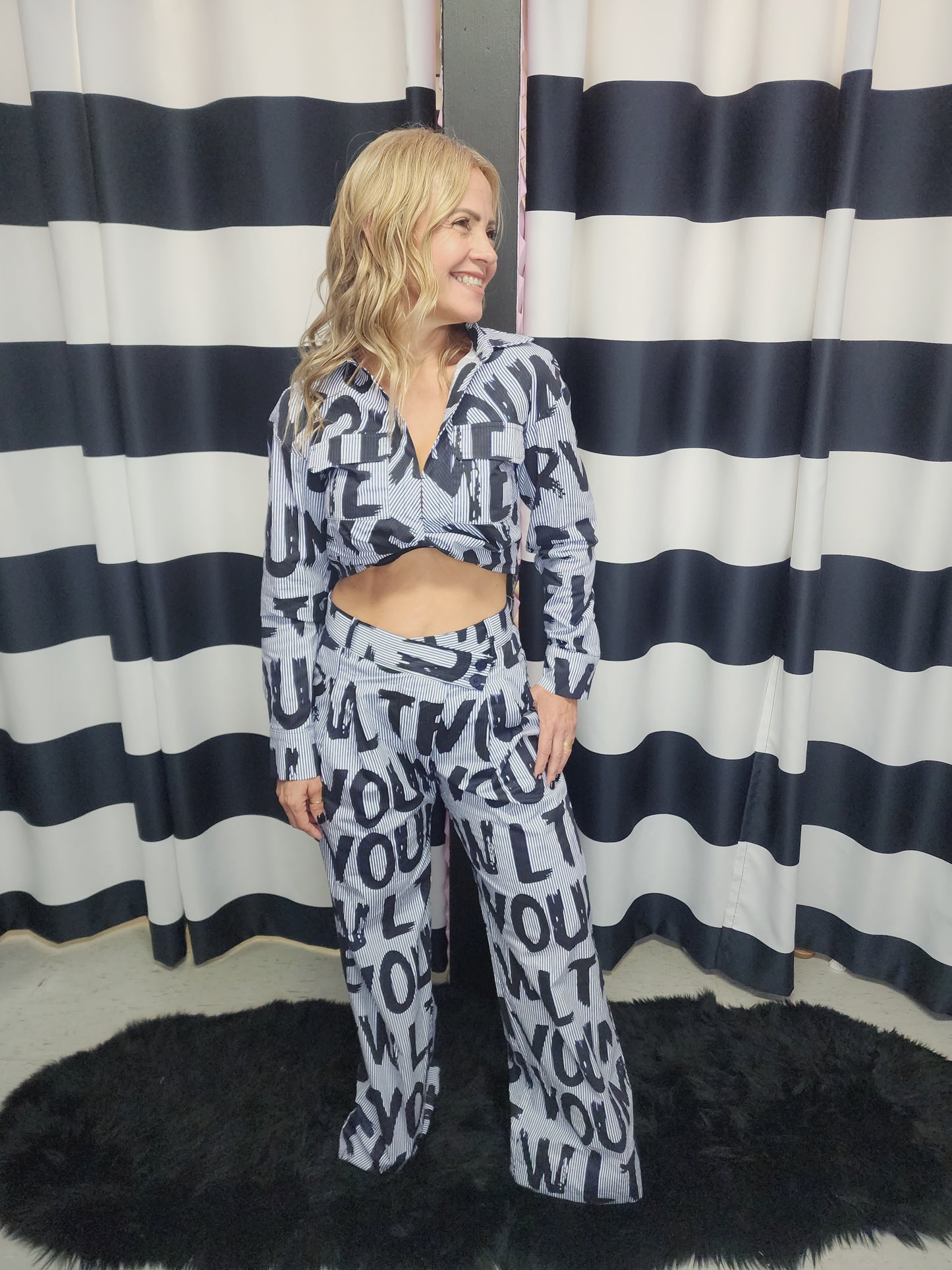White and Blue Long Pant