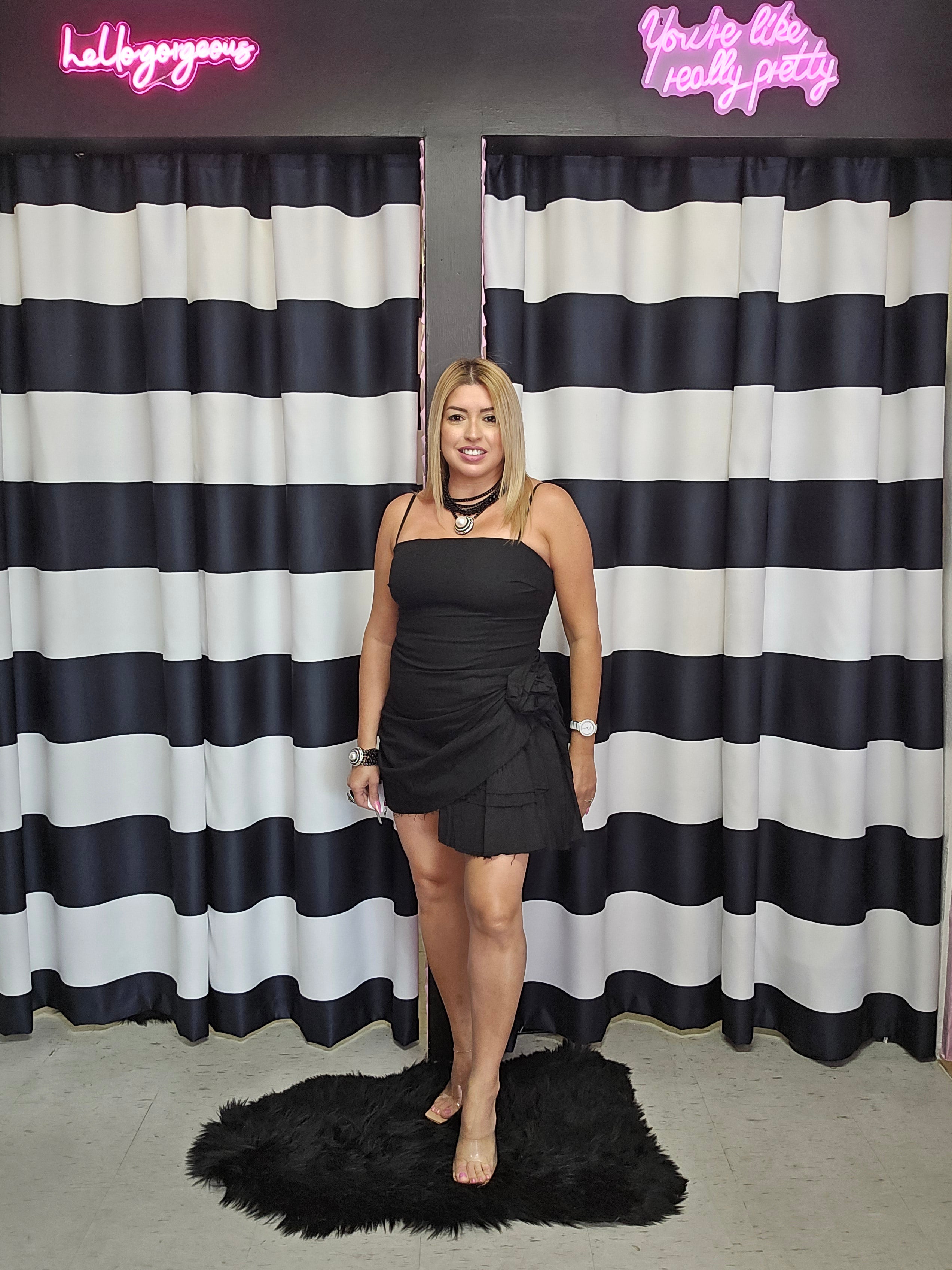 Black Flower Short Dress KAS Stylish Boutique Black Flower Short Dress KAS Stylish Boutique