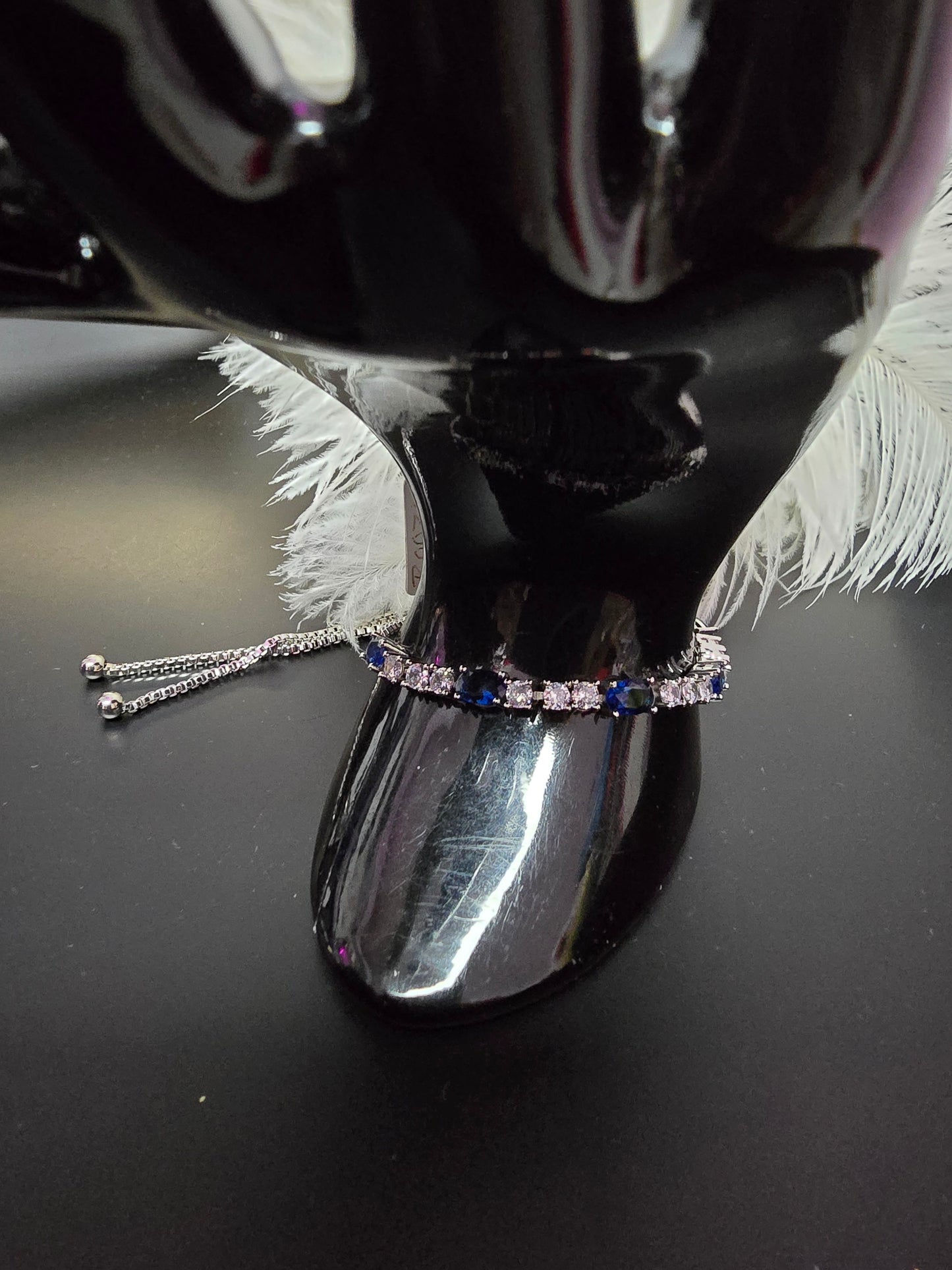Blue & Rhinestones Adjustable Bracelet