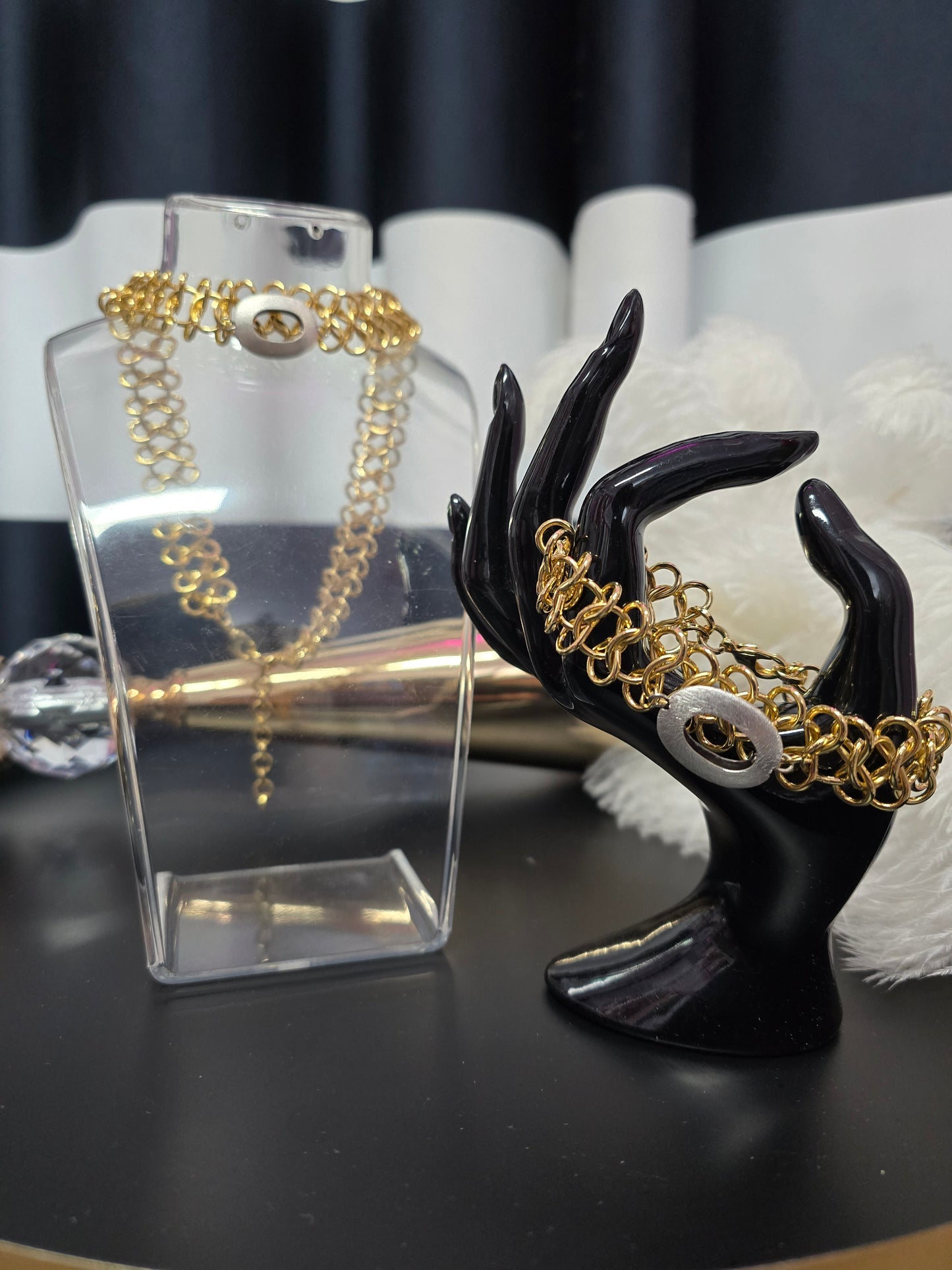 Gold & Silver Accent Zamak Adjustable Bracelet