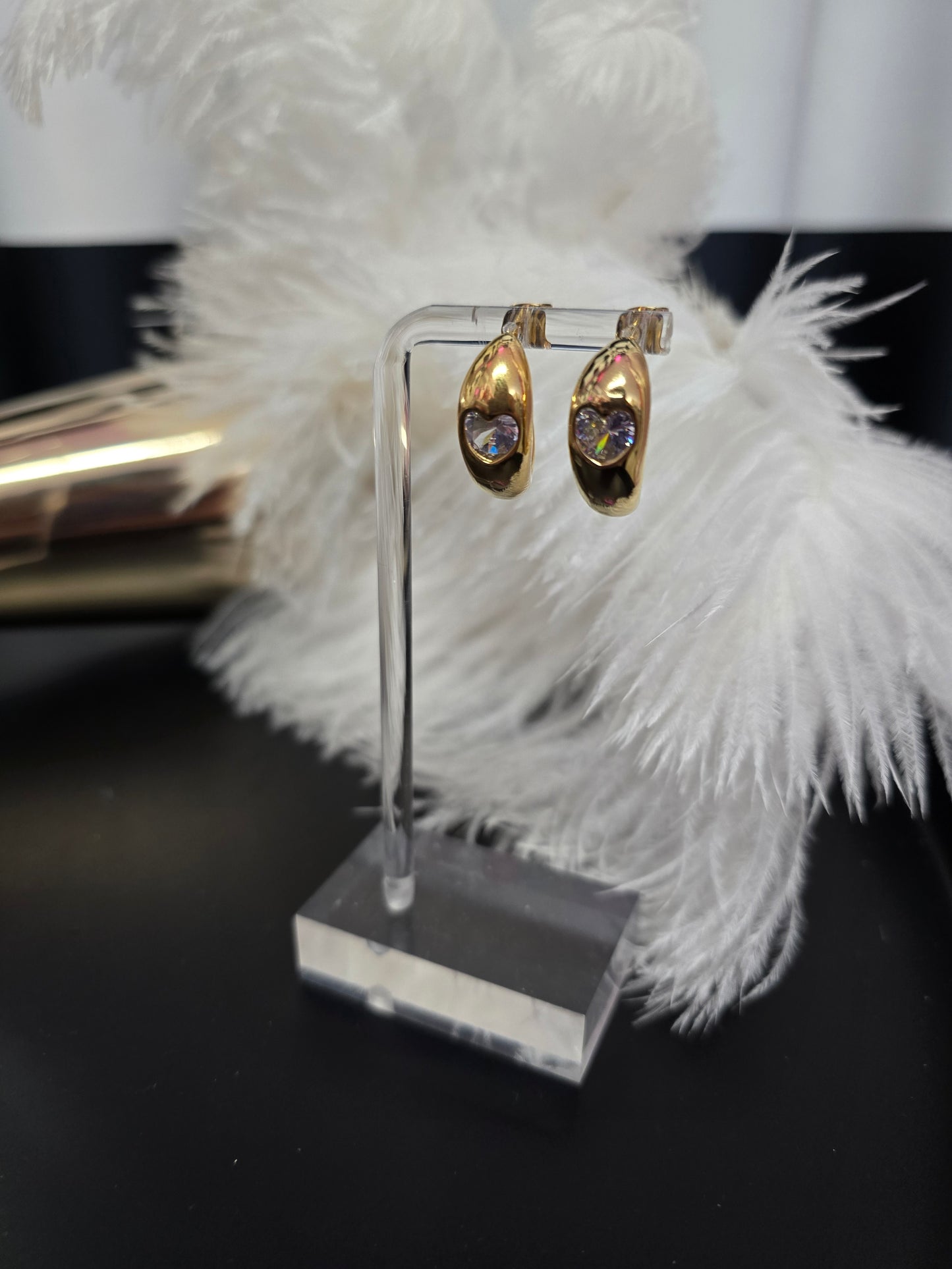 Gold Heart Stainless Steel Earrings