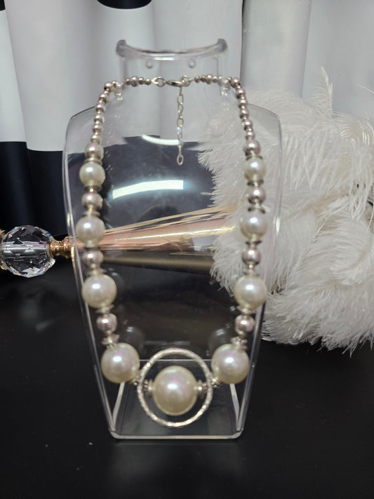 Pearls & Silver Zamak Necklace