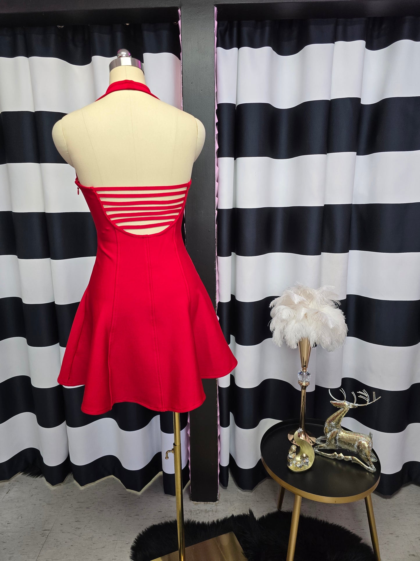 Red Halter Short Dress