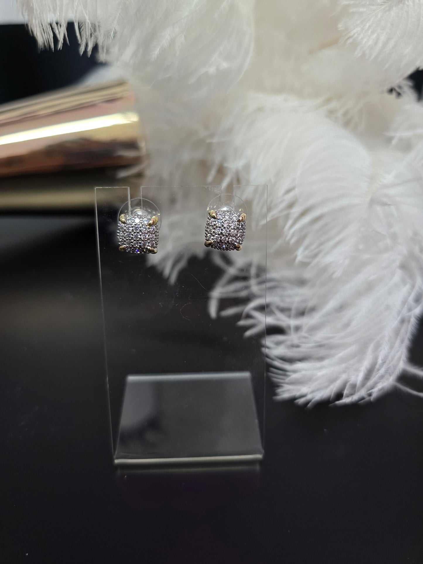 Gold & Rhinestones Rodio Stud Earrings