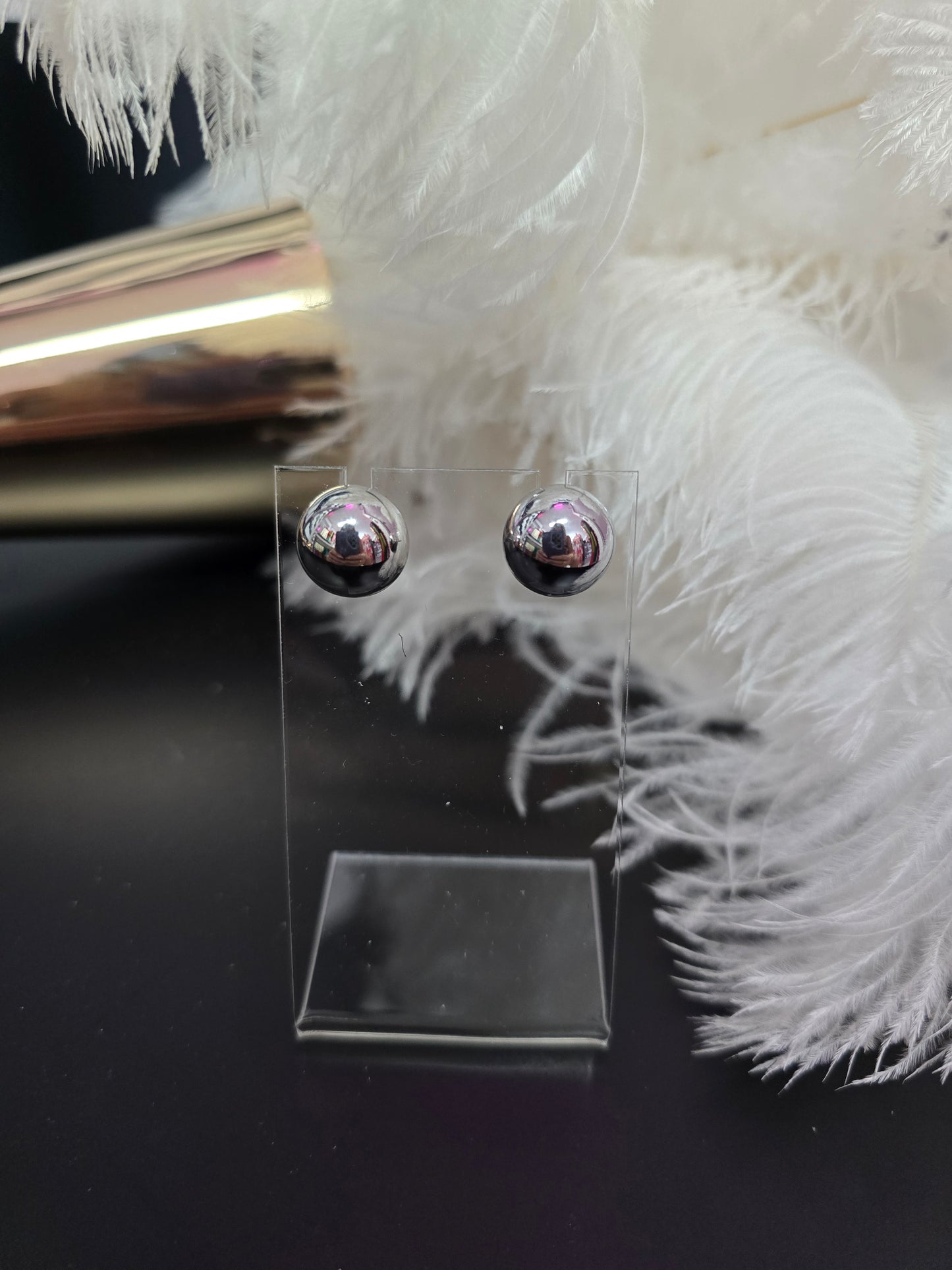 Silver Stainless Steel Stud Earrings