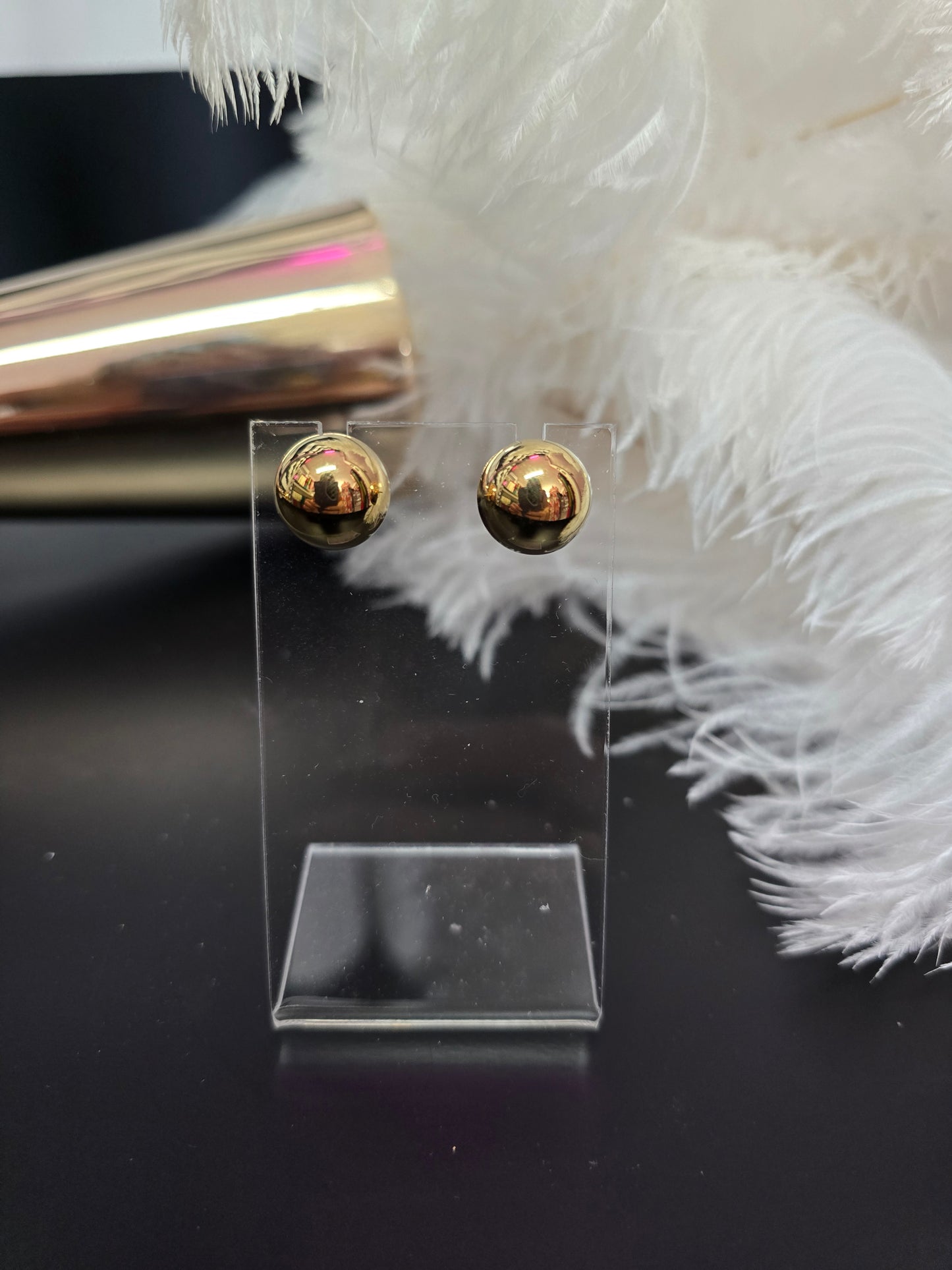 Gold Stainless Steel Stud Earrings