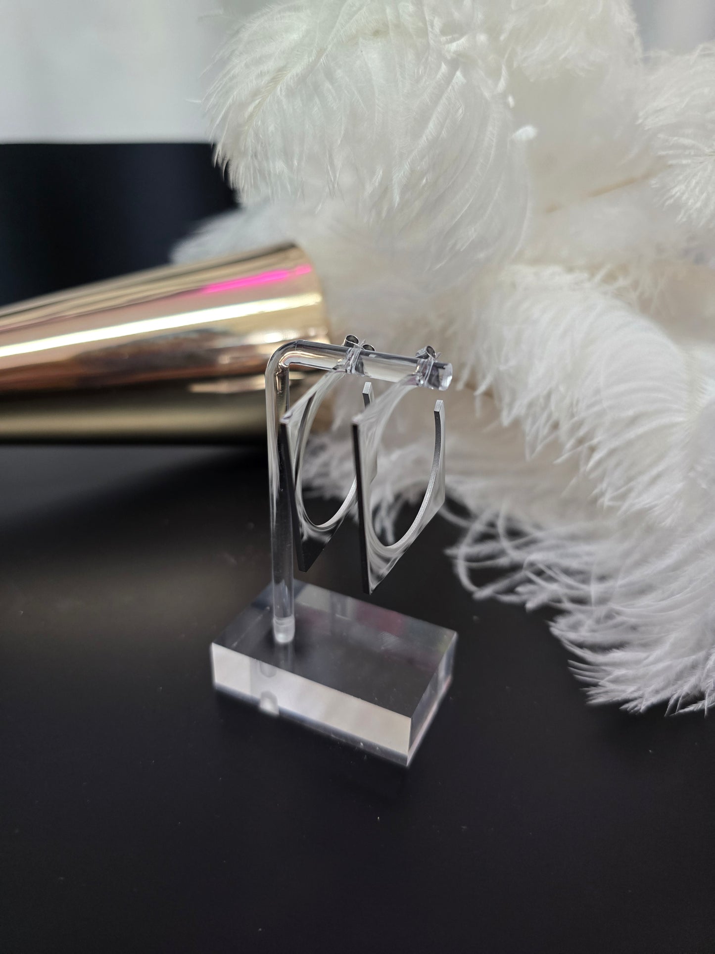 Silver Square Stainless Steel Earrings