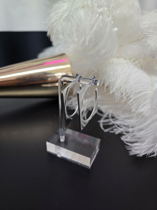 Silver Square Stainless Steel Earrings
