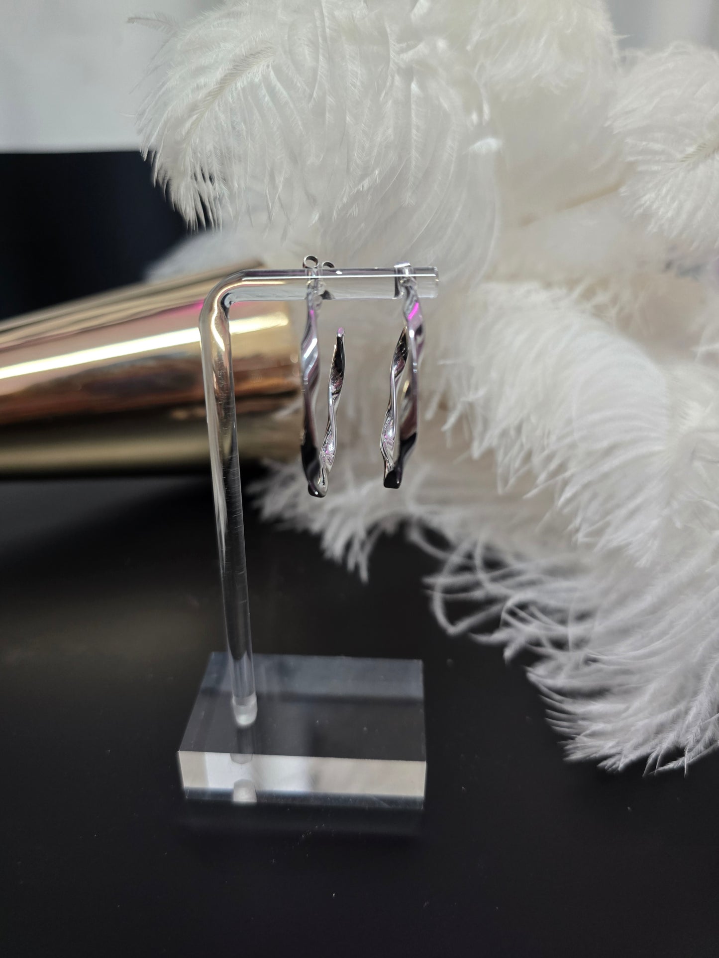 Silver Stainless Steel Loop Earrings