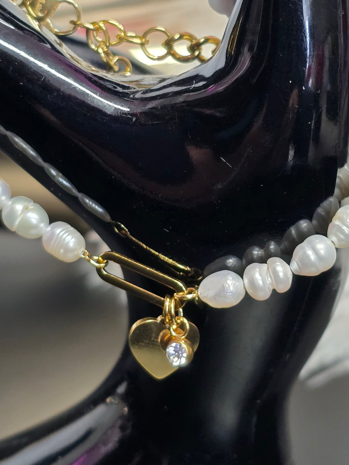 Pearl & Gold Stainless Steel Bracelet