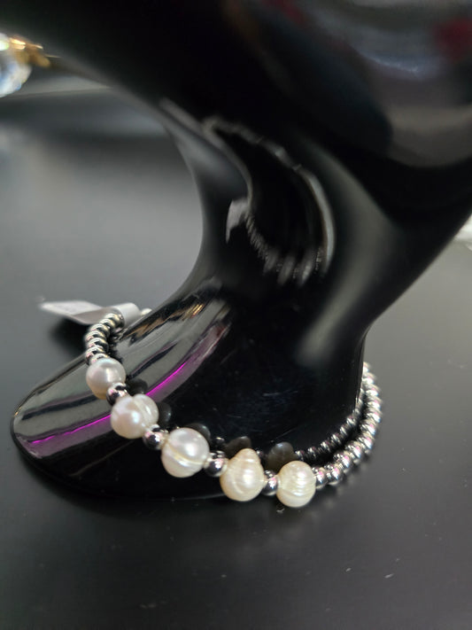 Pearls & Silver Balls Stainless Steel Bracelet