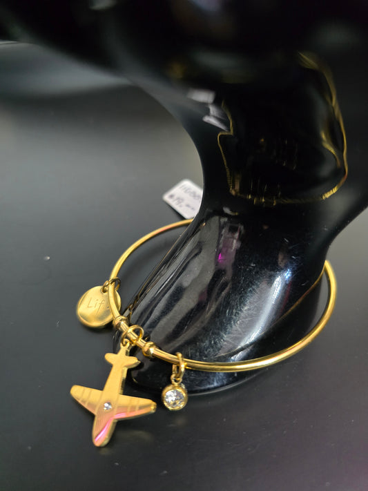 Gold Travel Stainless Steel Bangle