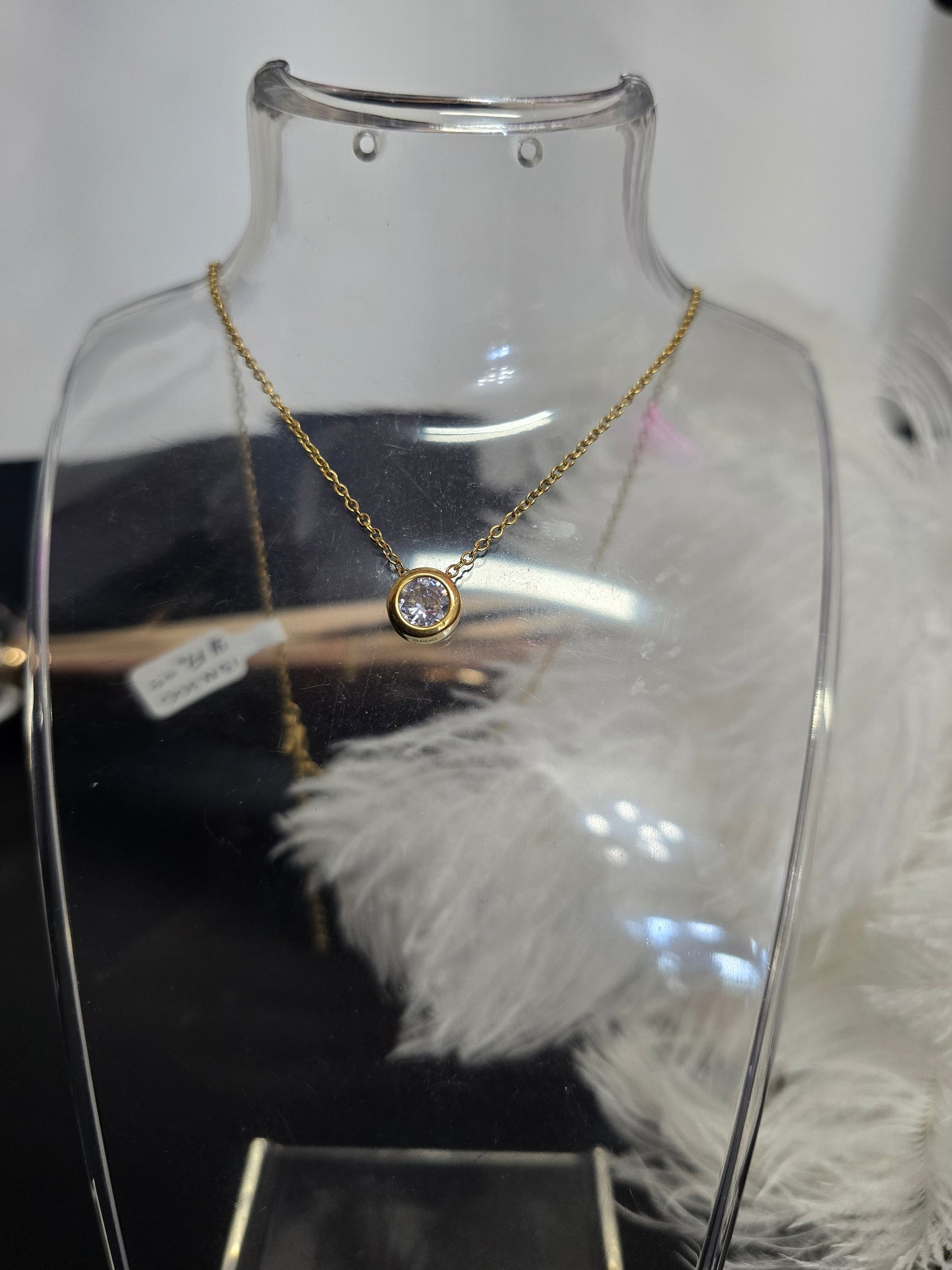 Gold & Zirconia Stainless Steel Necklace
