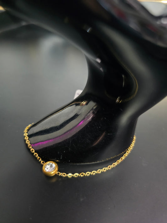Gold & Zirconia Stainless Steel Bracelet