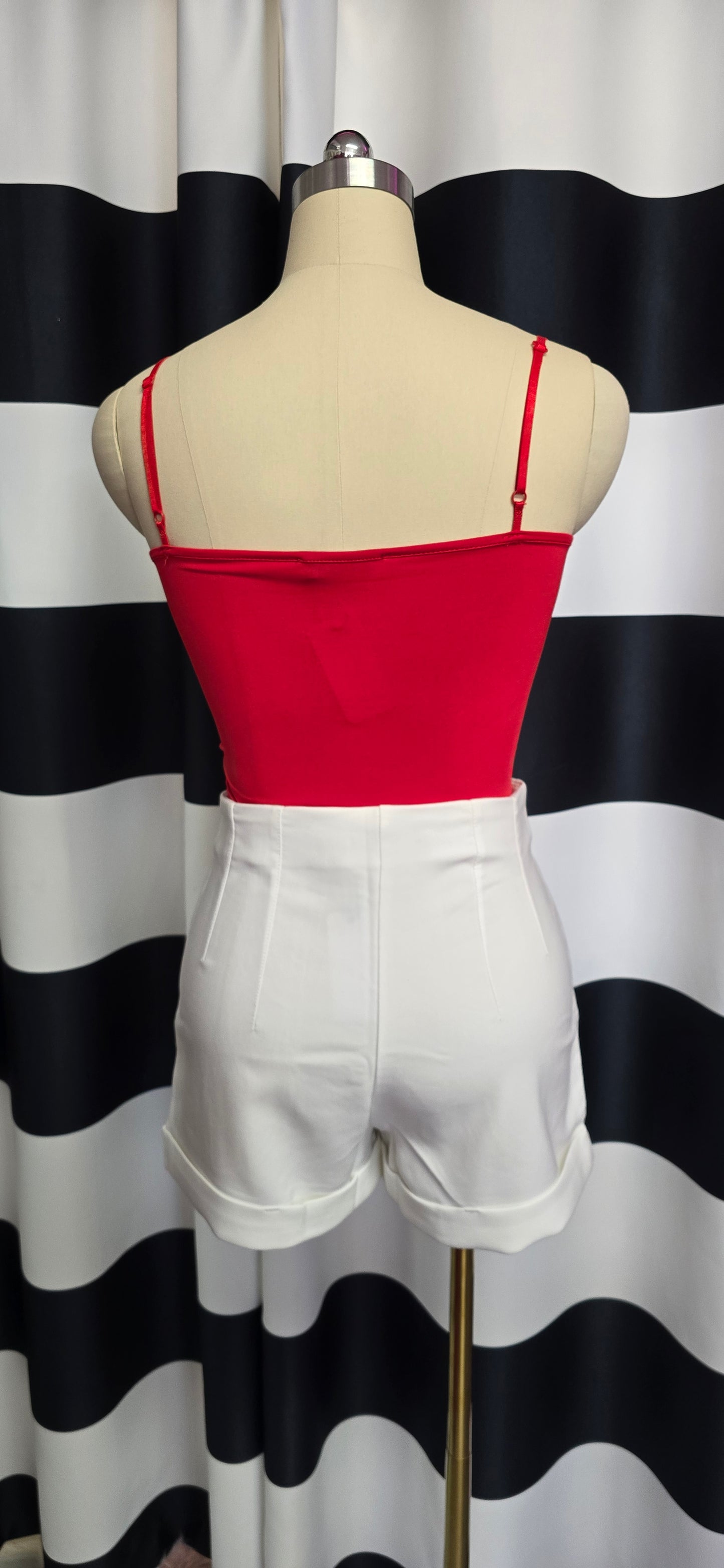 Red Crop Top with White Aplications