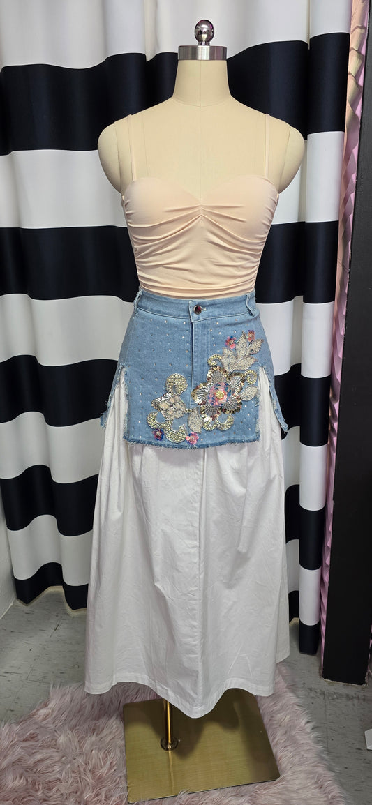 Denim & White Skirt