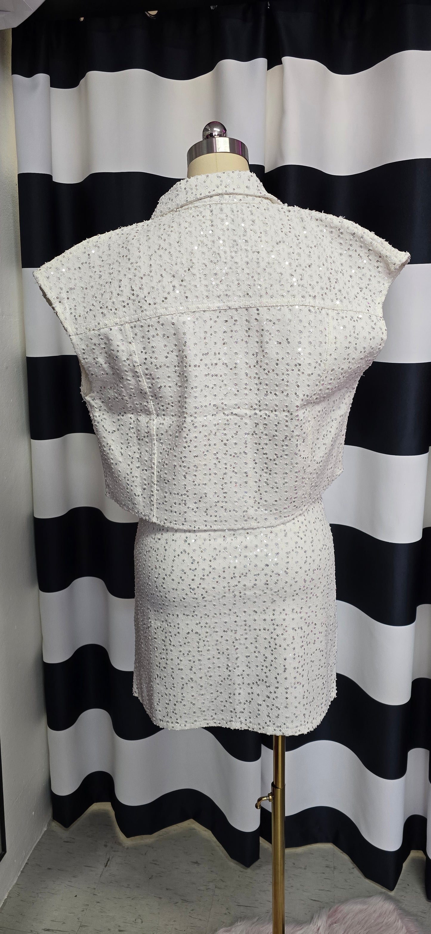 White with Silver Sequin Jacket