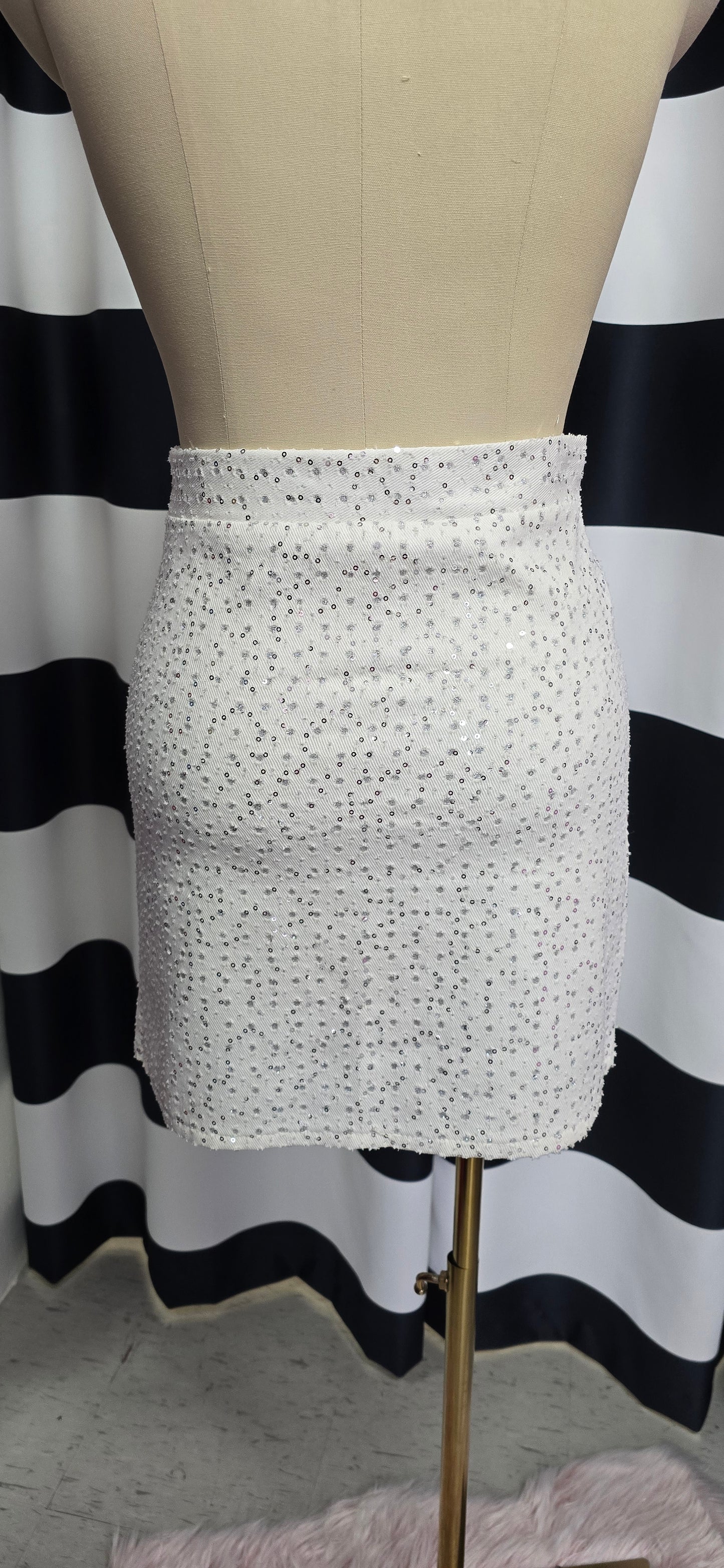 White with Silver Sequin Skirt