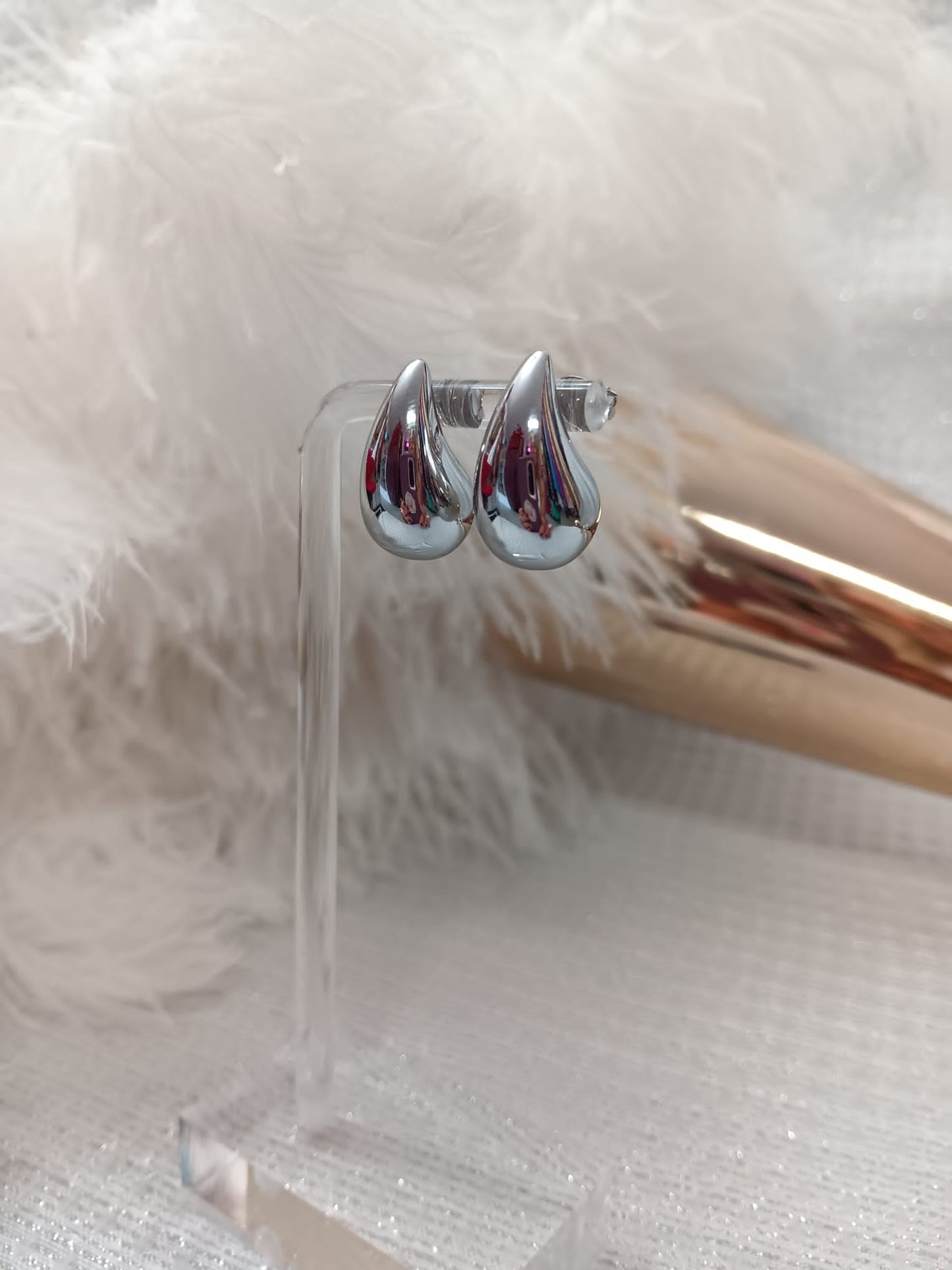 Drop Silver Stainless Steel Earrings
