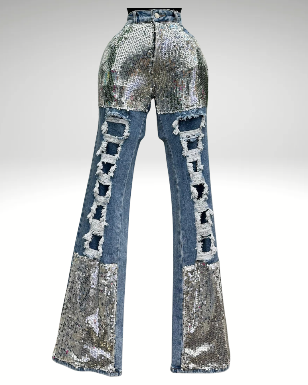 Silver Sequin Jean
