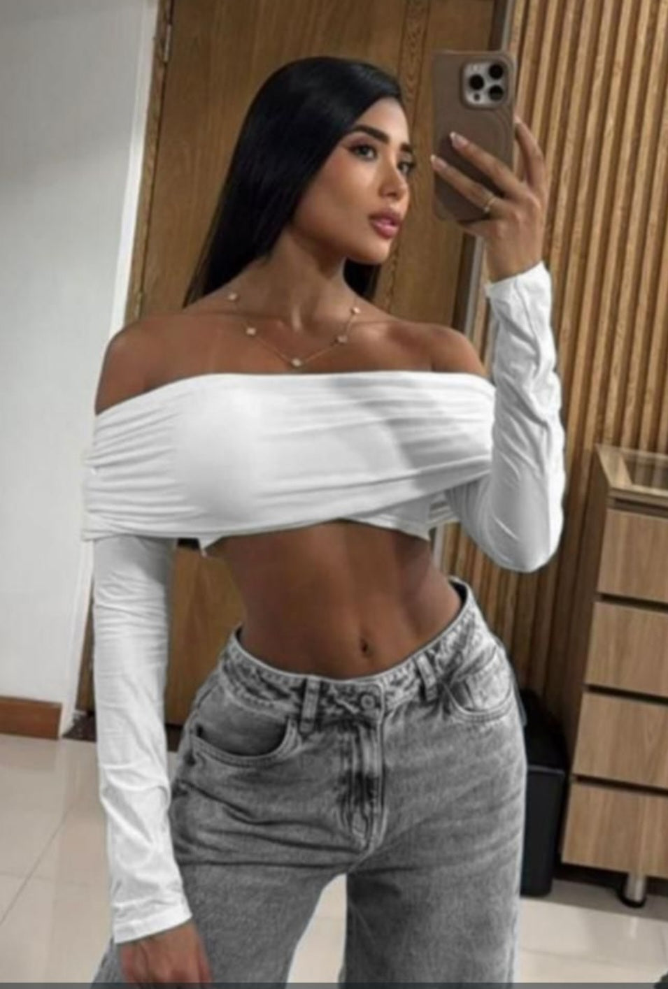 White Longsleeve Crop Top