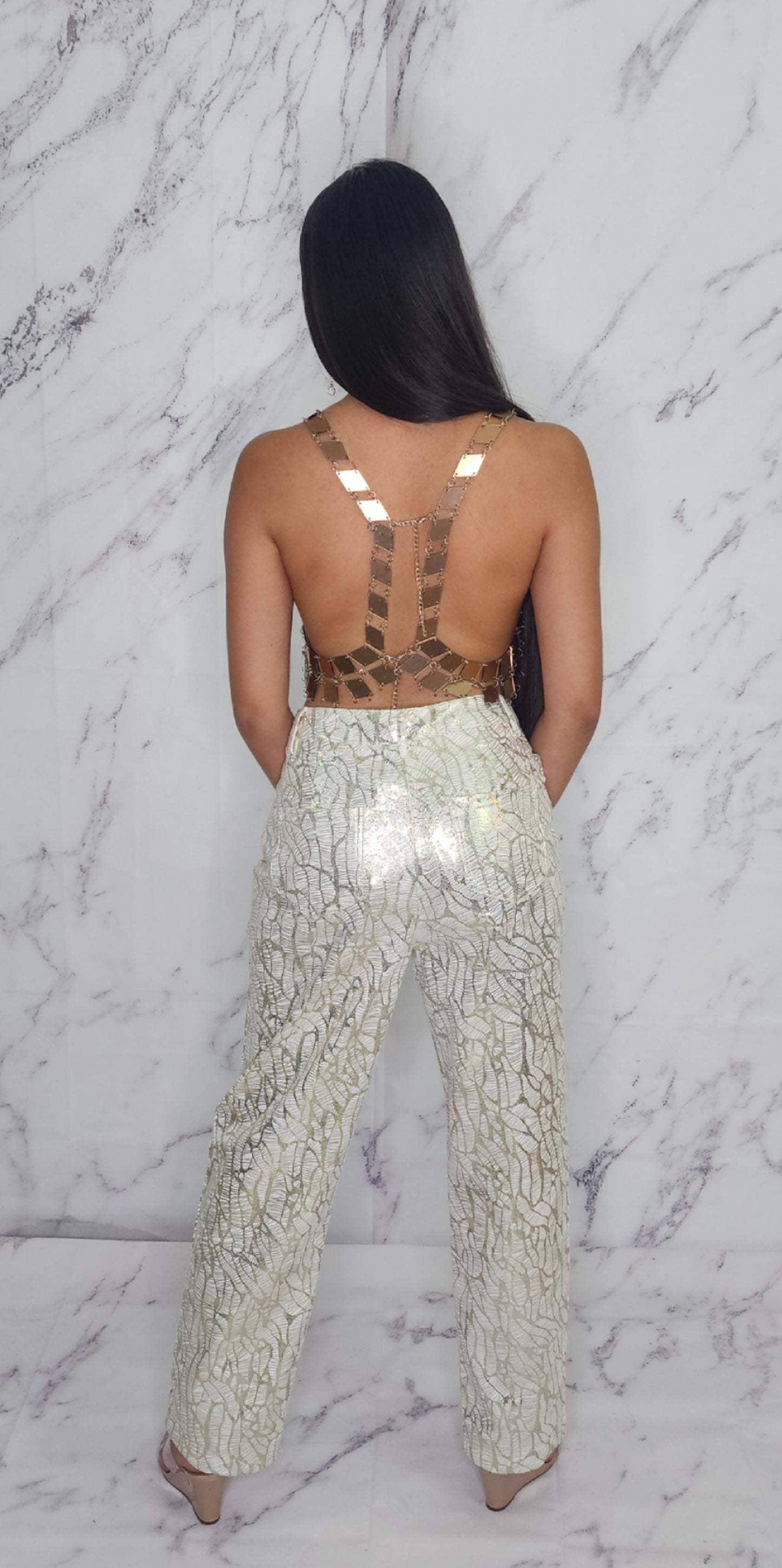 BRONZE CRYSTALS CROP Top