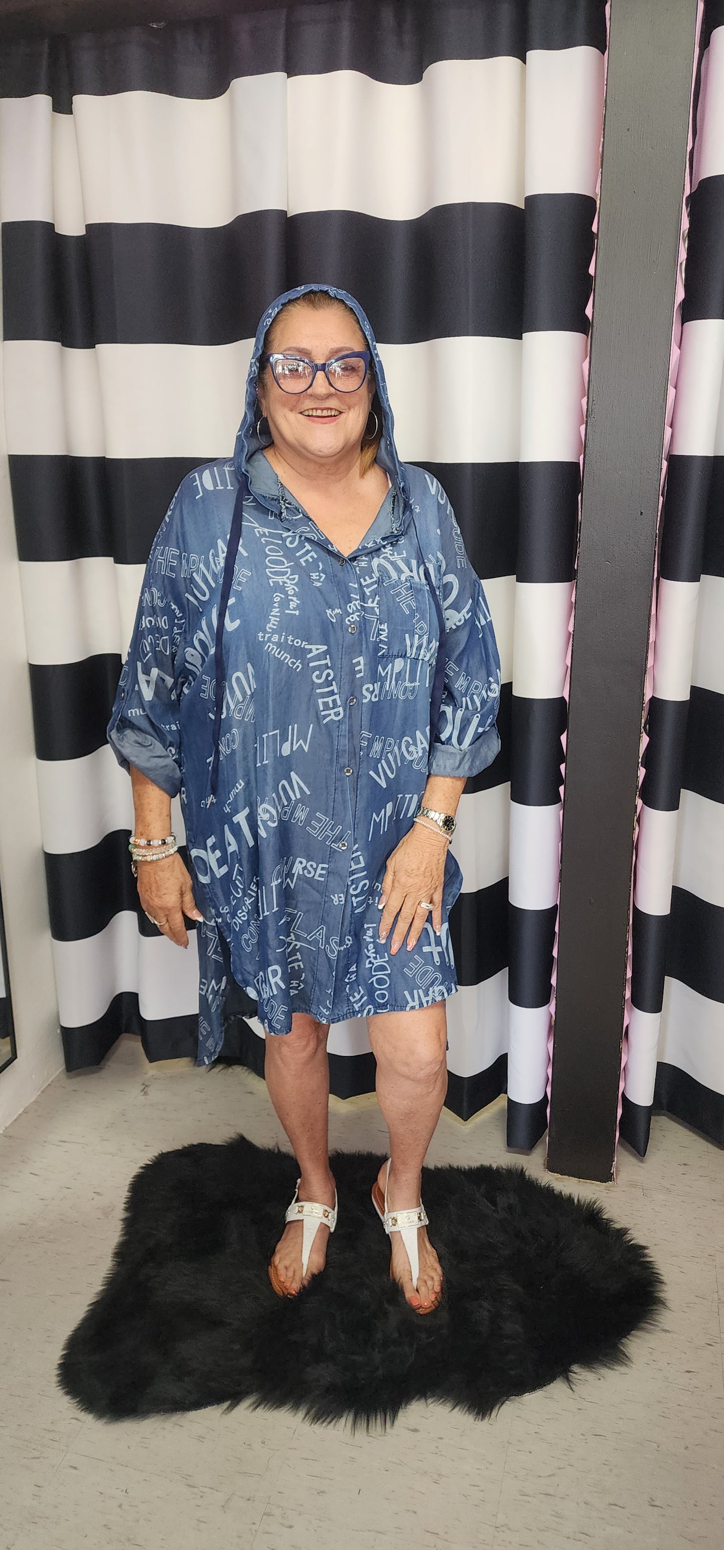 Italian Denim Tunic with Hootie