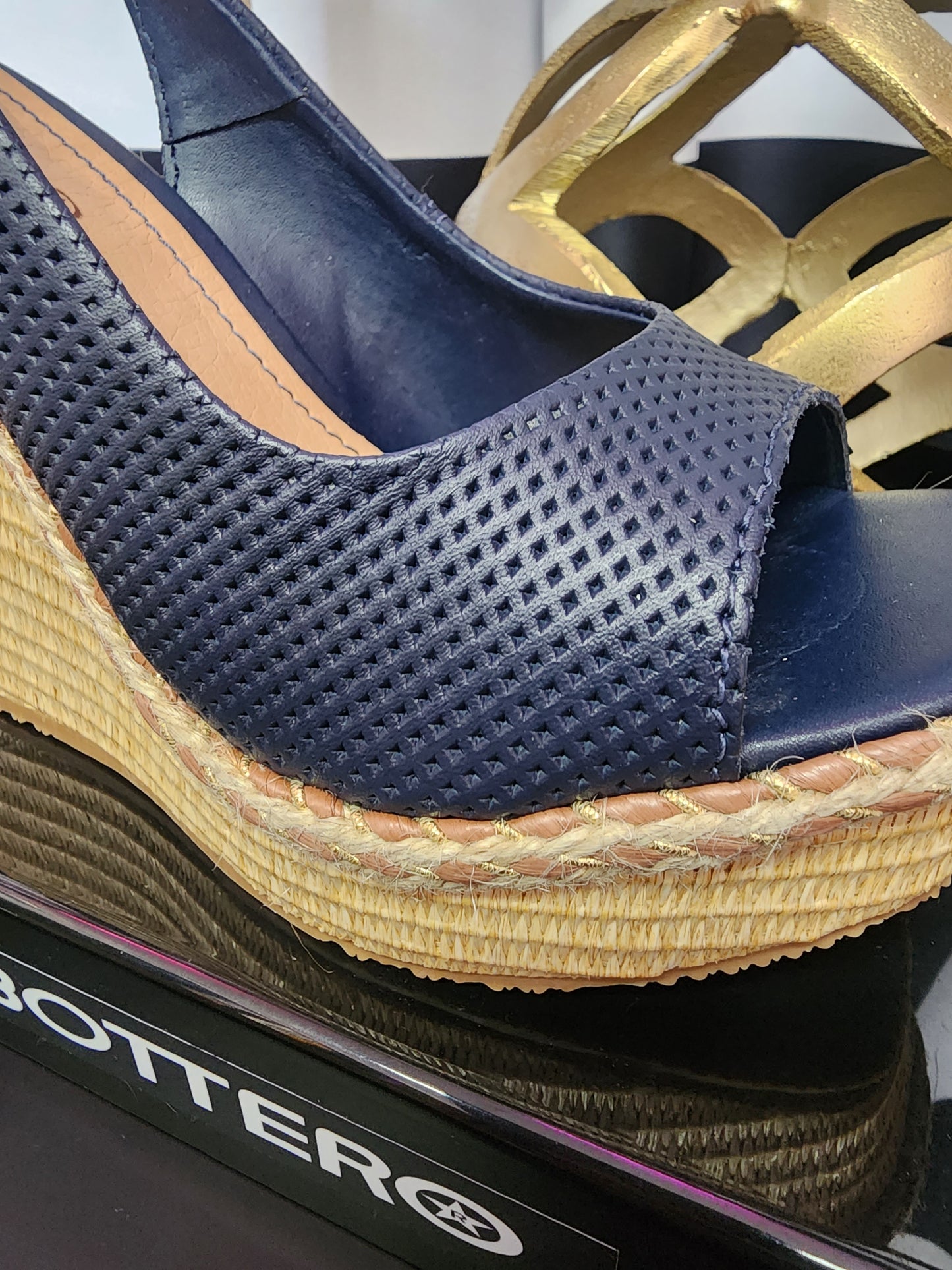 Navy Blue Leather Platform