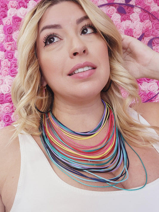 Multicolor Layered Necklace & Earring Set