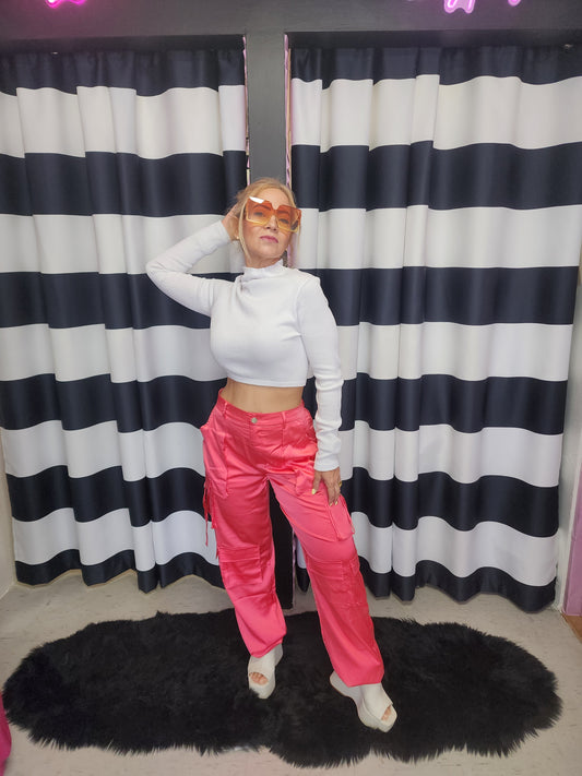 Coral Satin Jogger Pant