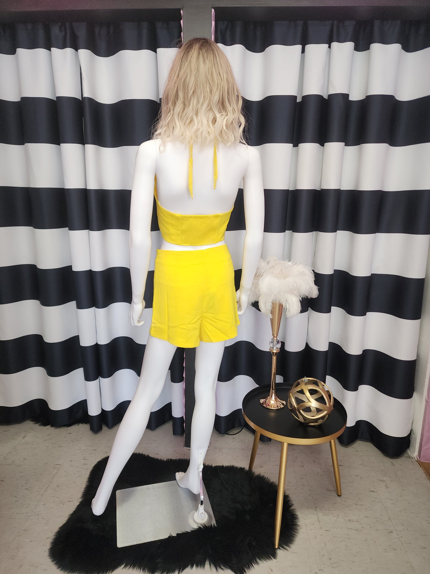 Yellow Vest & Skirt Pant Set