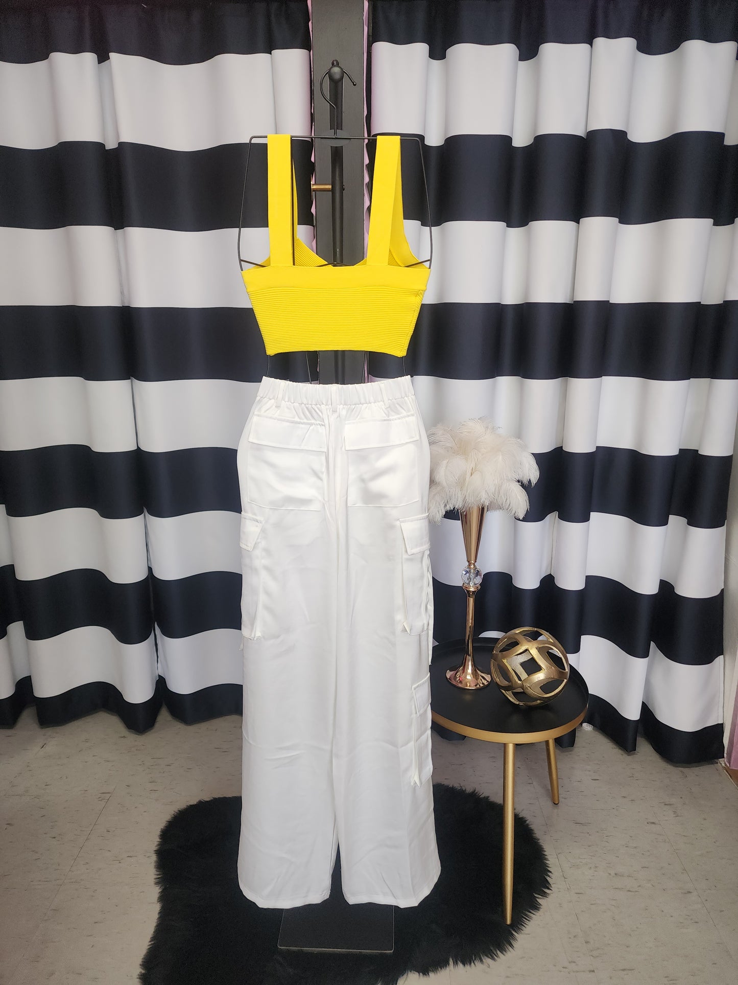 Yellow Bandage Style Crop Top