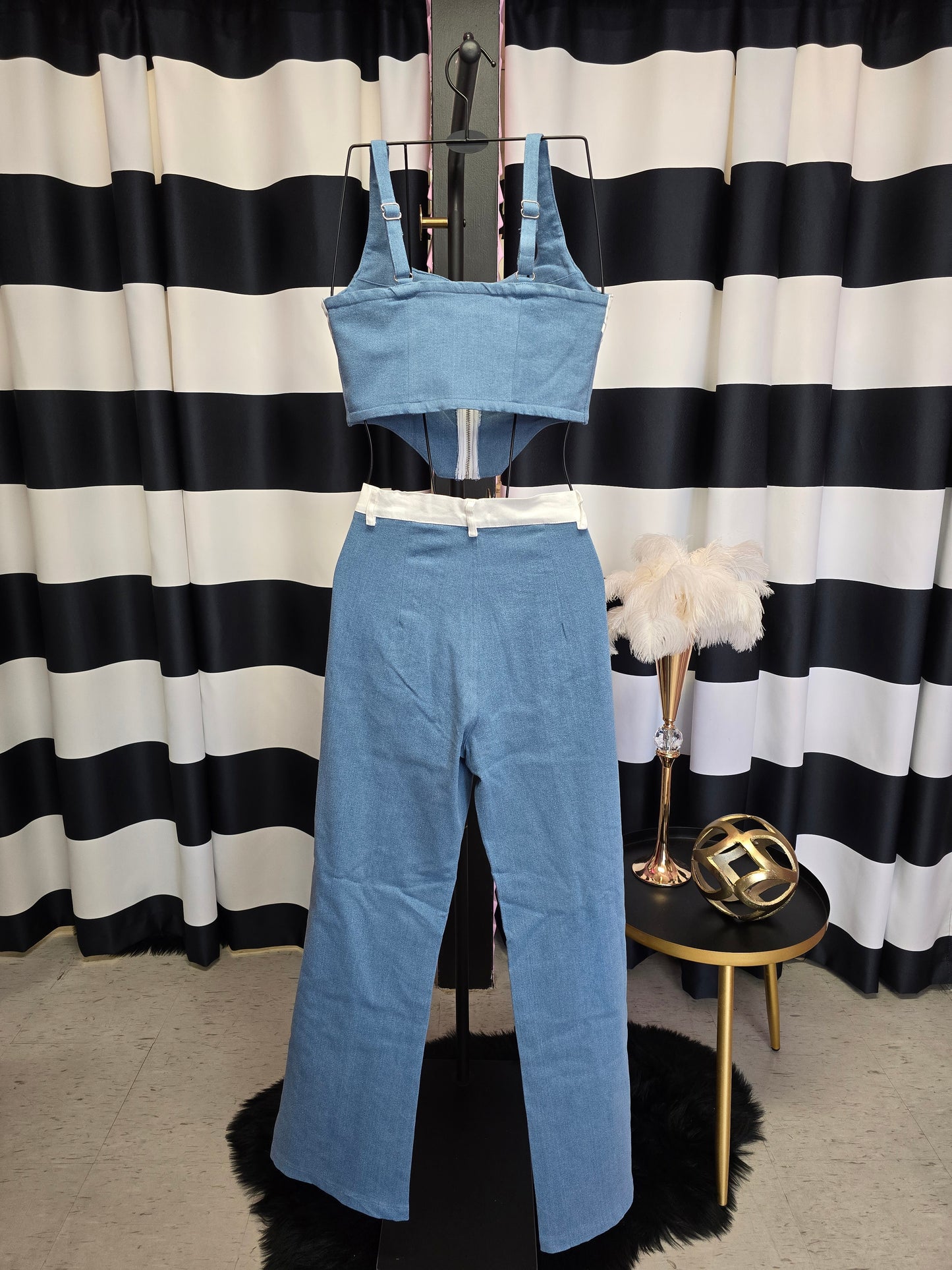 Denim & White Futuristic Set