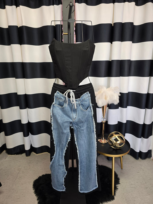 Denim & Black Galita Long Pant