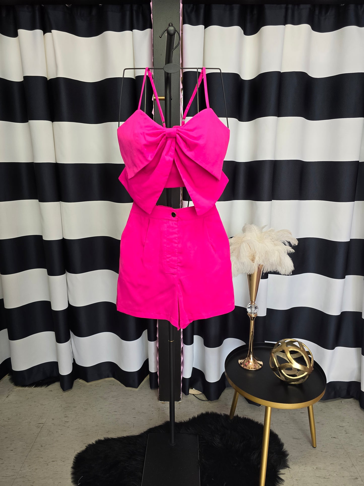 Pink Bow Short Pant Set