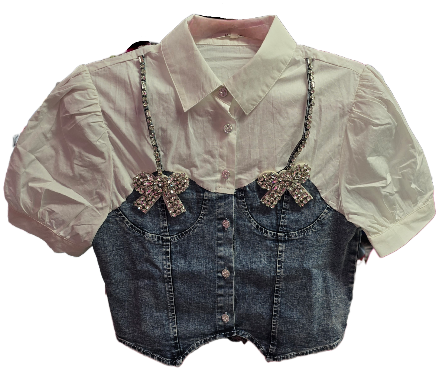 Denim & White Short Sleeve Shirt