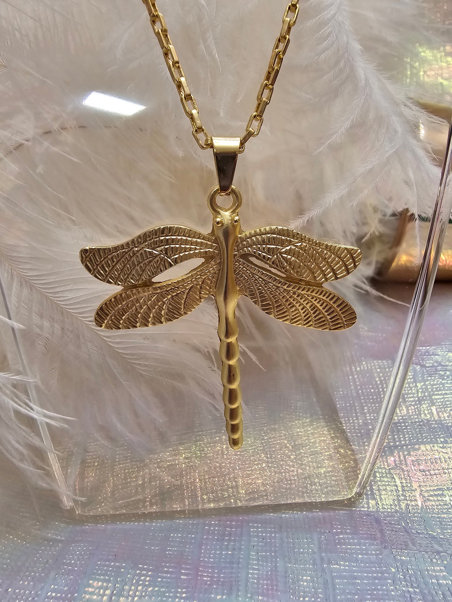 Dragonfly Gold Zamak & Stainless Steel Necklace