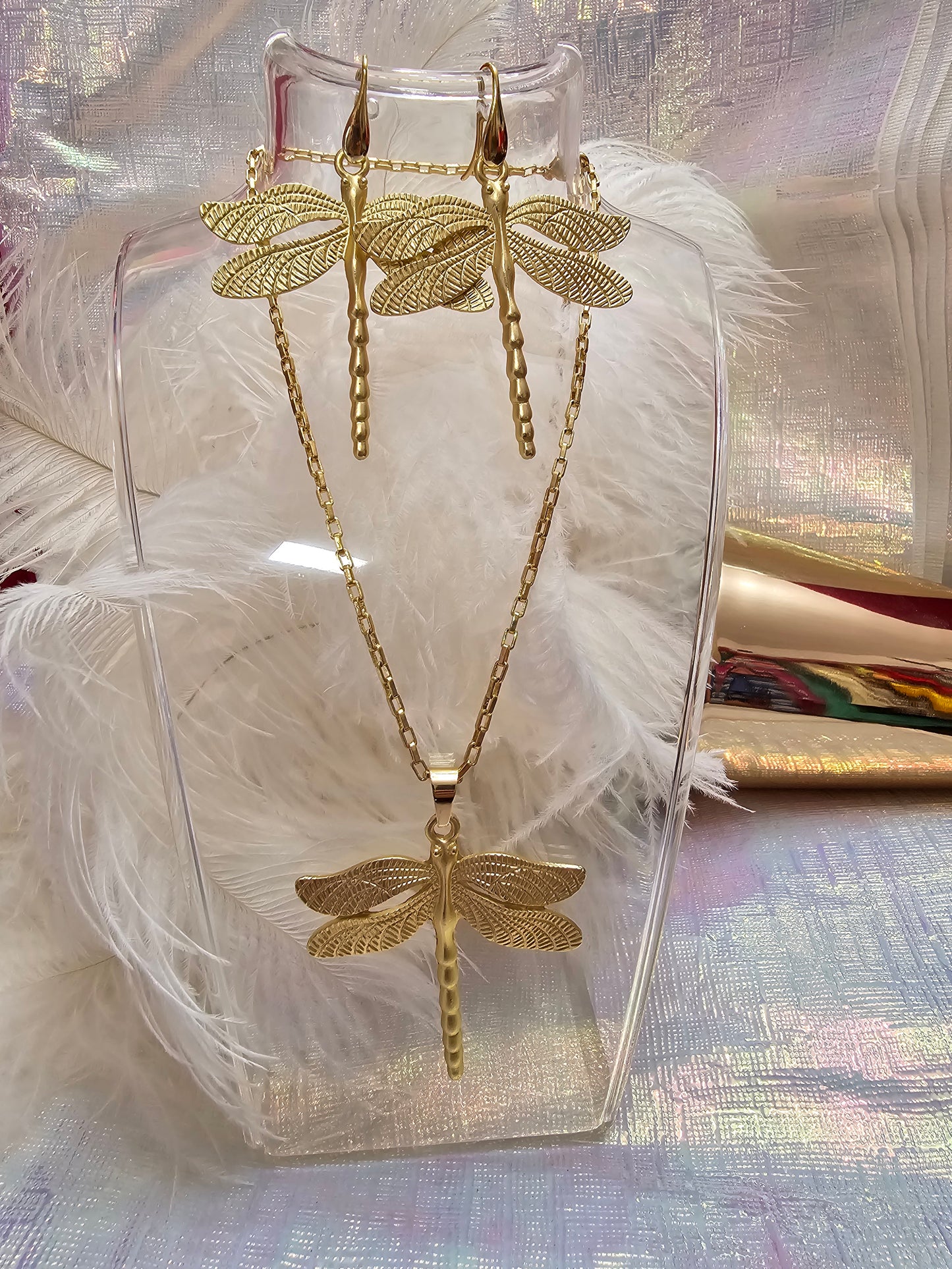 Dragonfly Gold Zamak & Stainless Steel Necklace