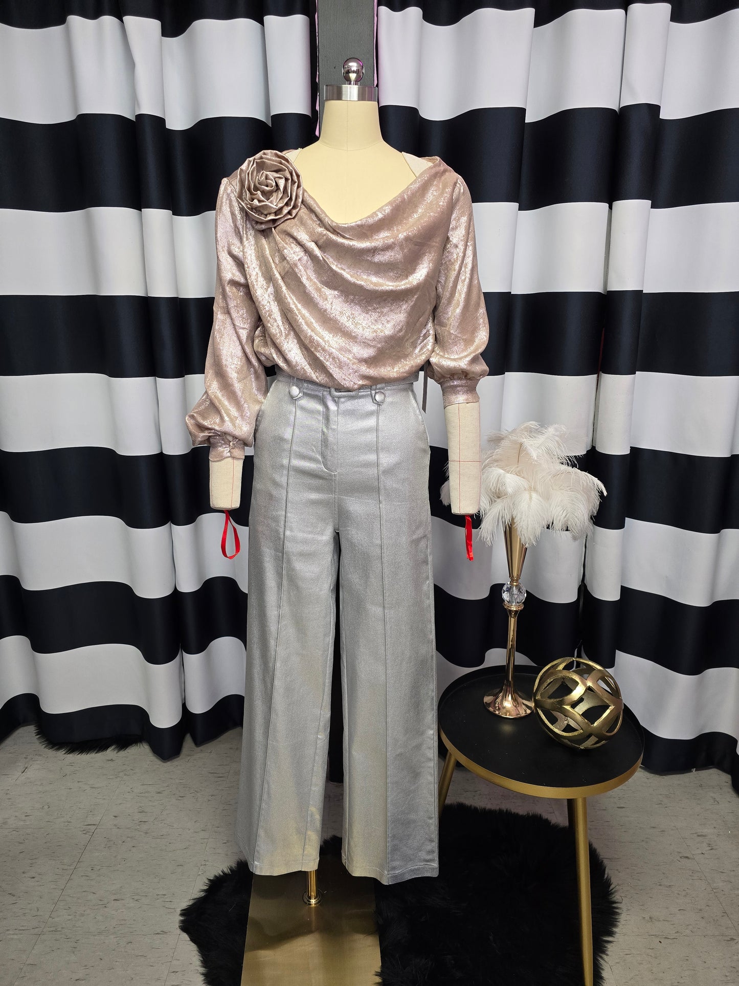 Silver Long Pant with Belt