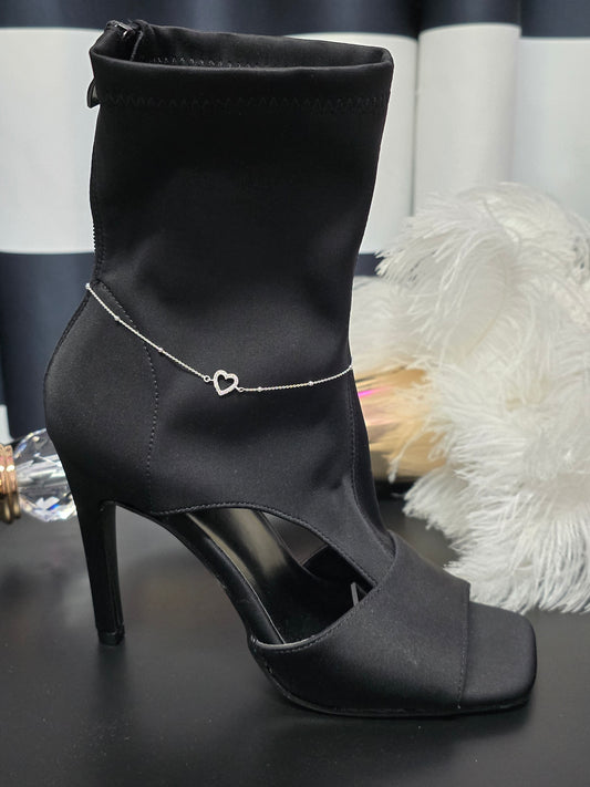 Silver Heart 9.25 Sterling Silver Ankle Bracelet