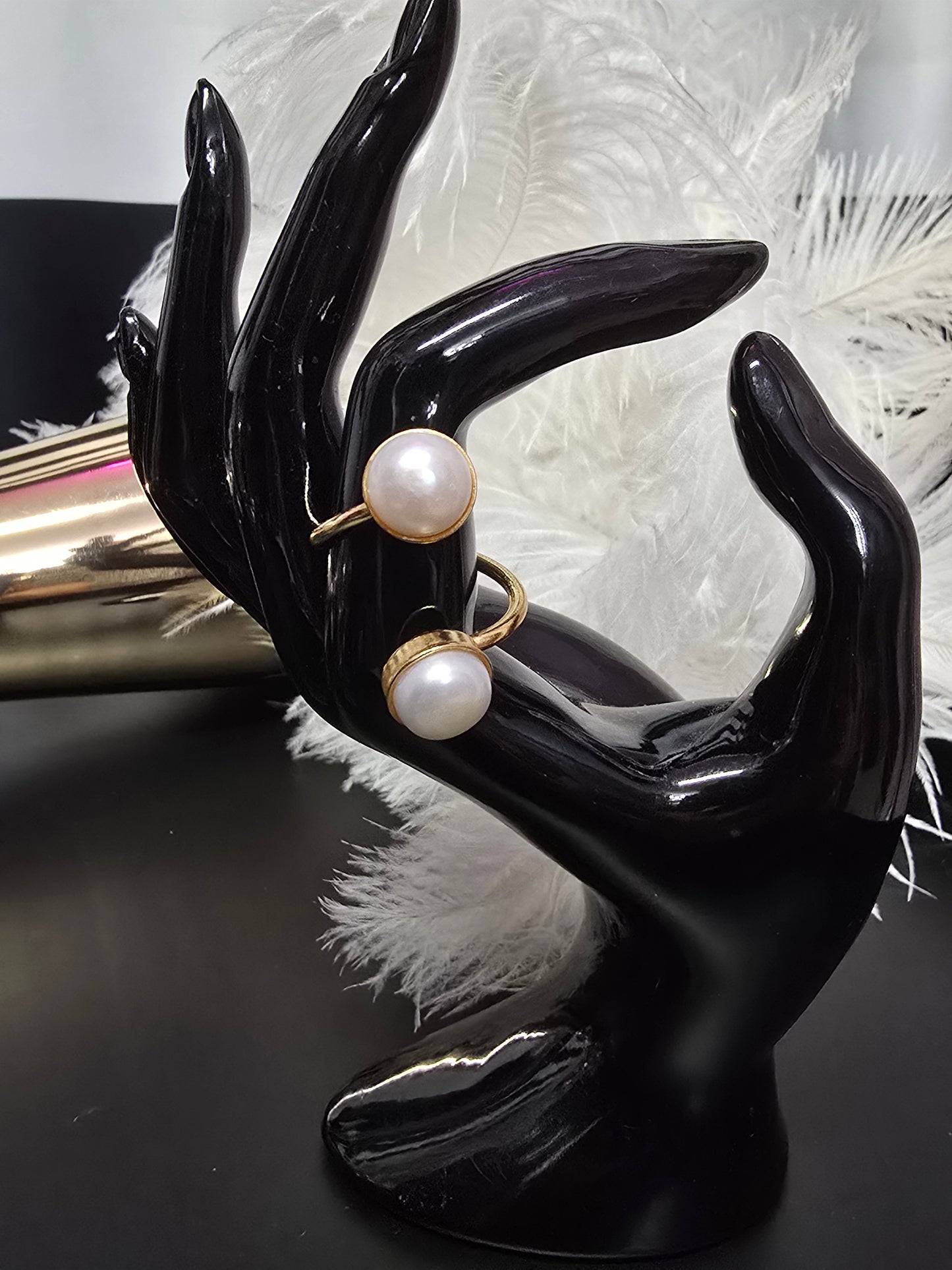 Pearls & Gold Adjustable Ring