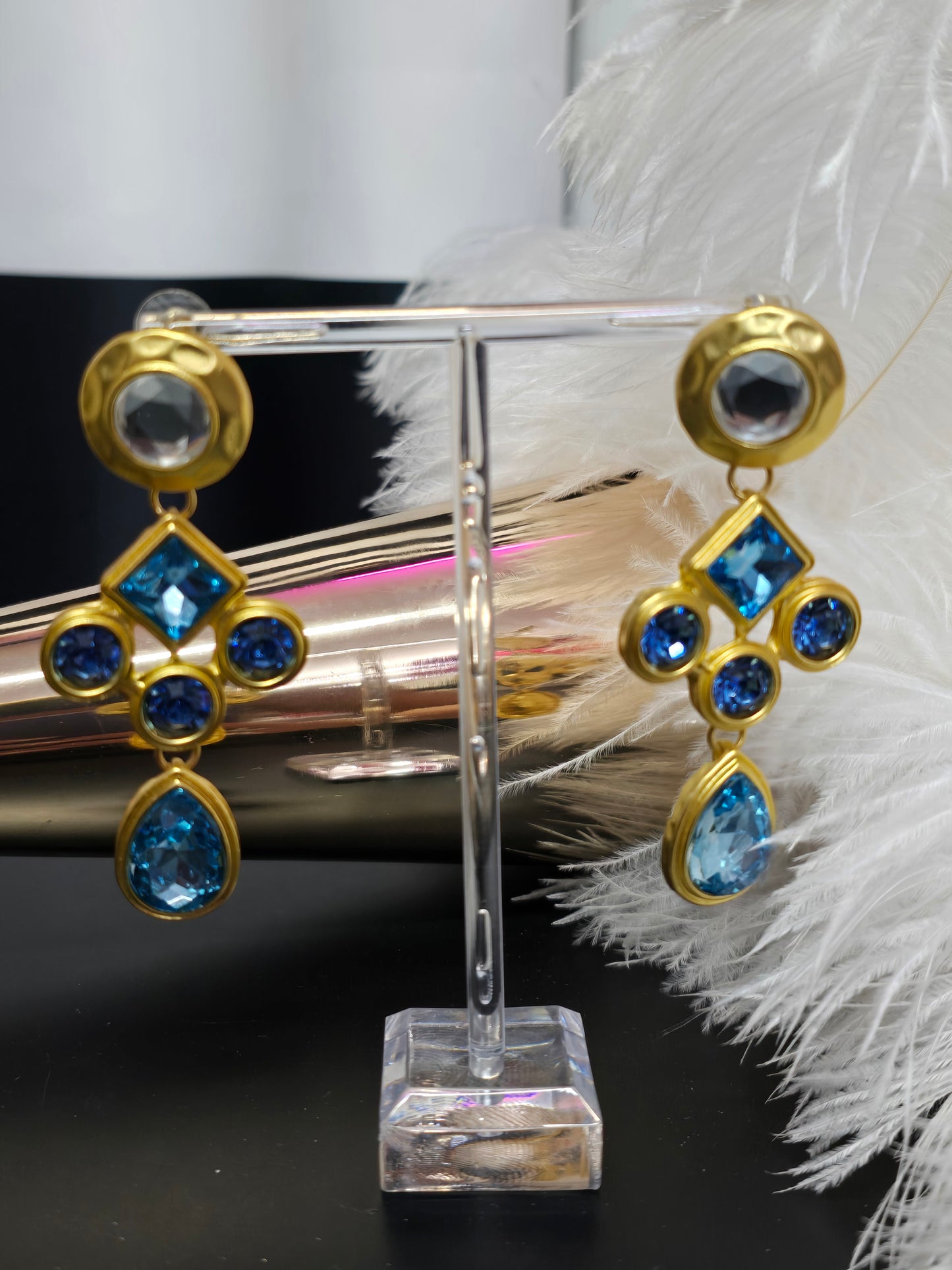 Blue & Gold Fashionable Earrings