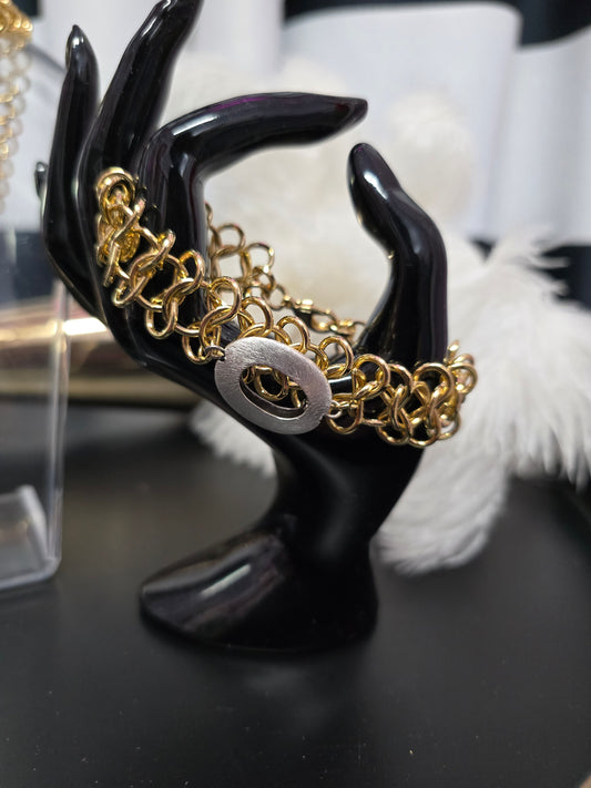 Gold & Silver Accent Zamak Adjustable Bracelet