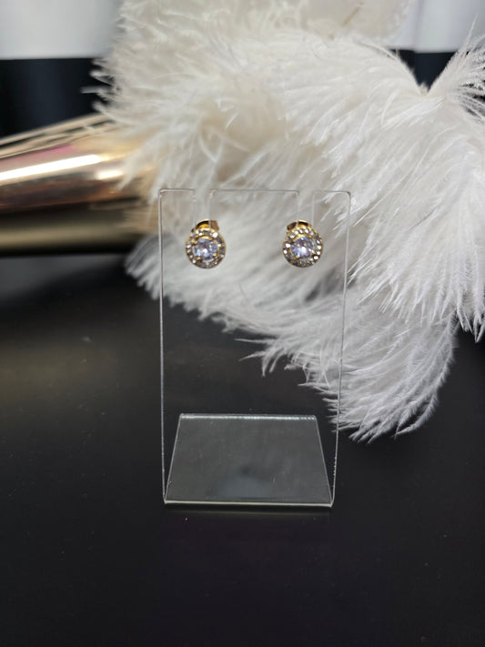 Gold & Rhinestones Round Earrings