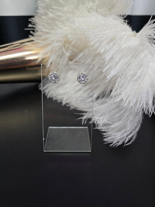 Silver & Rhinestones Round Earrings