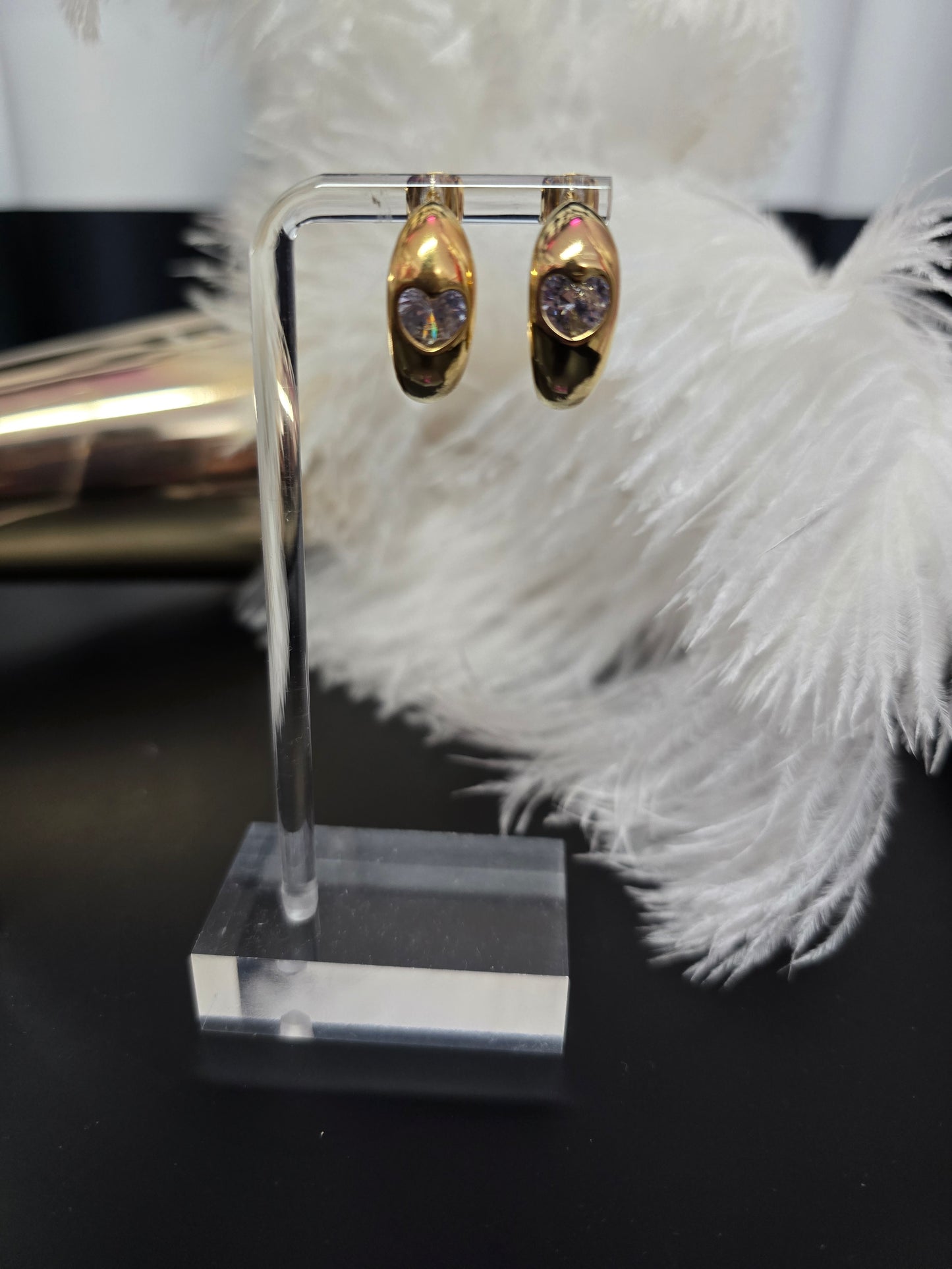 Gold Heart Stainless Steel Earrings