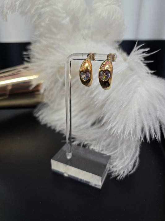 Gold Heart Stainless Steel Earrings