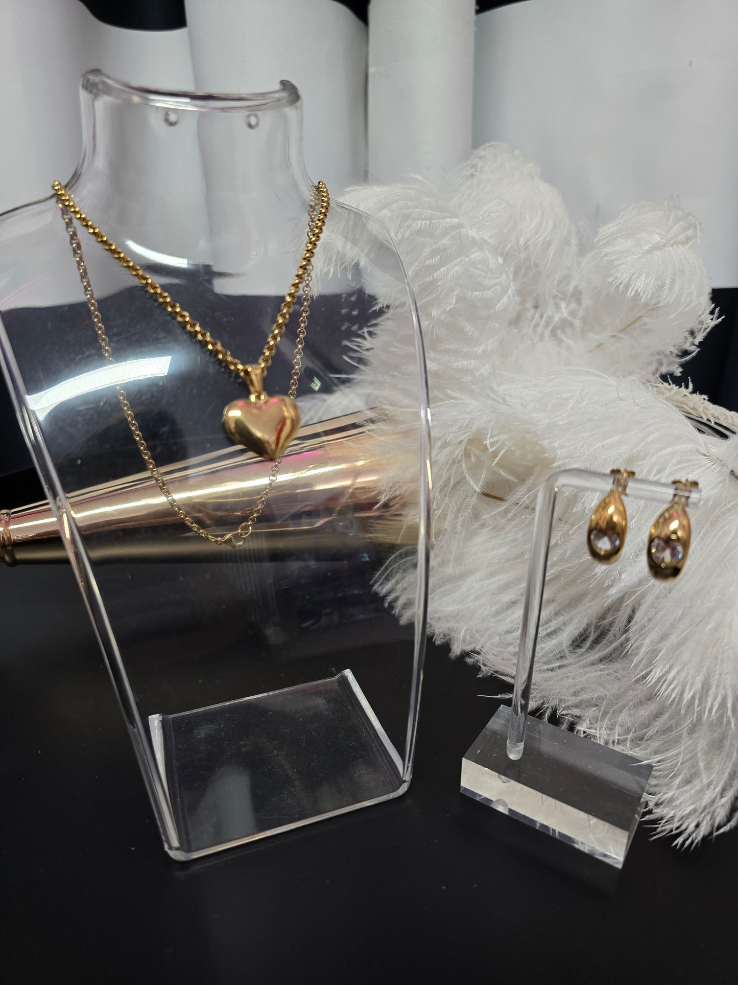 Gold Heart Stainless Steel Earrings