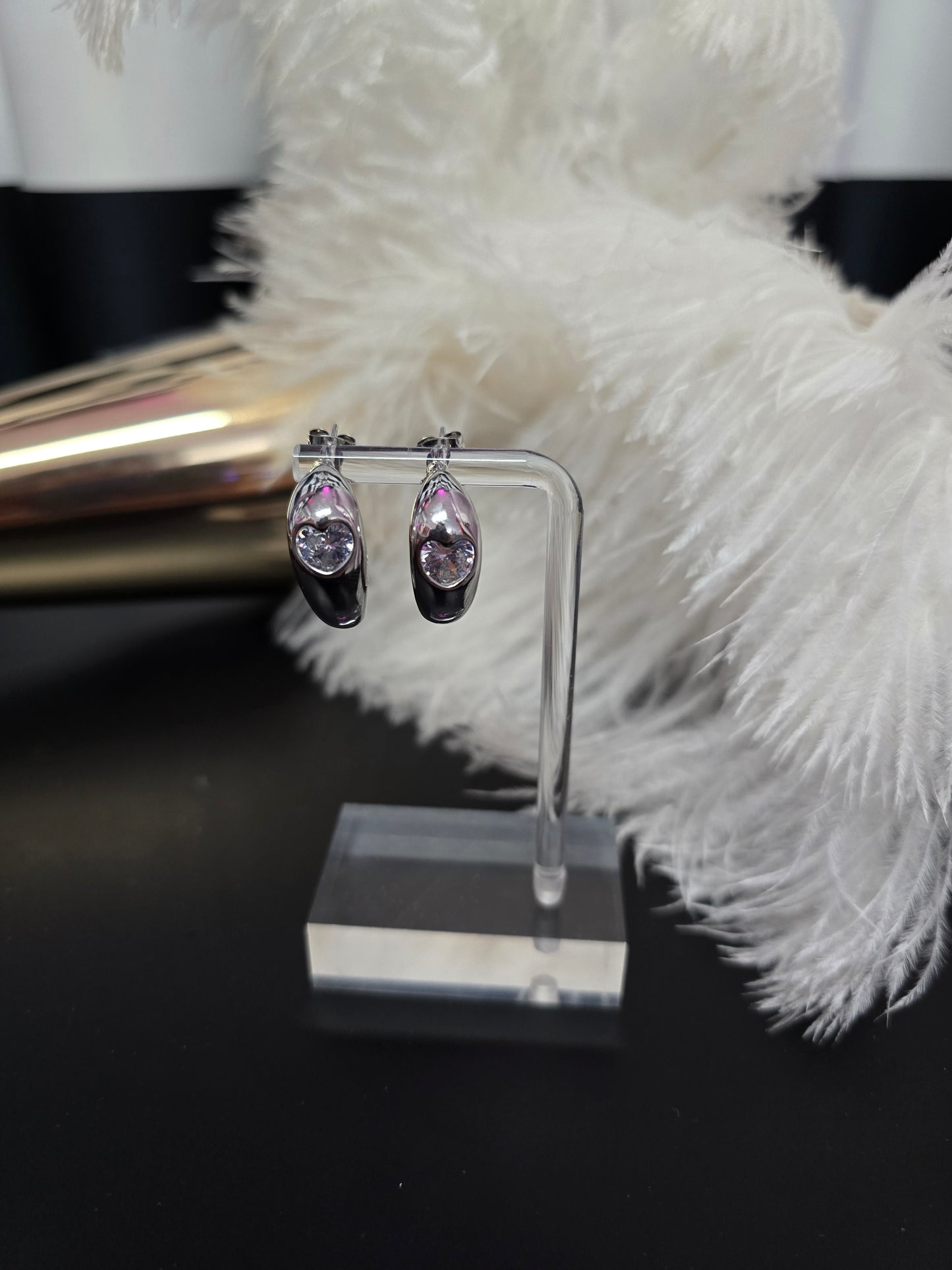 Silver Heart Stainless Steel Earrings